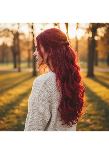 Fiber Sentetik Dalgalı 8 Parça Çıt Çıt - Kızıl