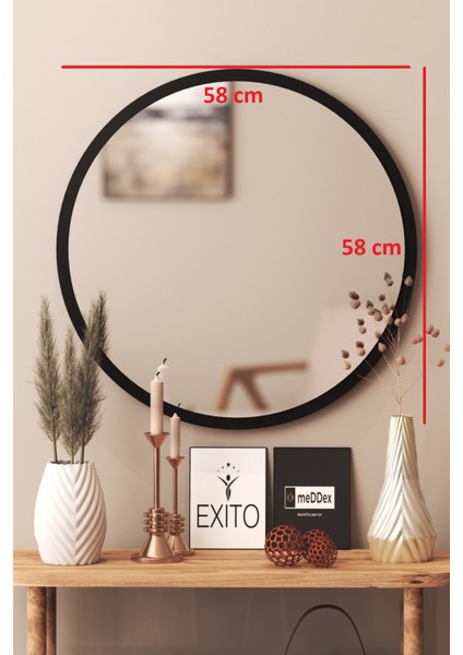 Dekoratif Yuvarlak Ayna Siyah 58 cm Antre Hol Wc Siyah 58 cm modelleri