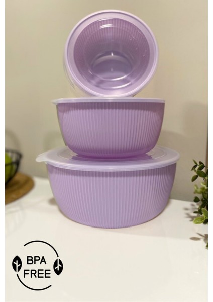 Şeffaf Kapaklı 3'lü Saklama Kabı , Yuvarlak Kase Seti fiyatları