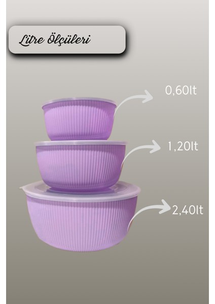 Şeffaf Kapaklı 3'lü Saklama Kabı , Yuvarlak Kase Seti fırsatları