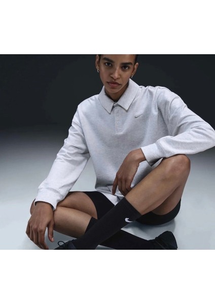 Sportswear Essential Women's Oversized Long-Sleeve Polo Açık Gri Kadın Sweatshirt fiyatları