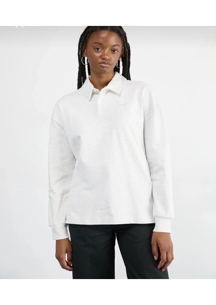 Sportswear Essential Women's Oversized Long-Sleeve Polo Açık Gri Kadın Sweatshirt fırsatları