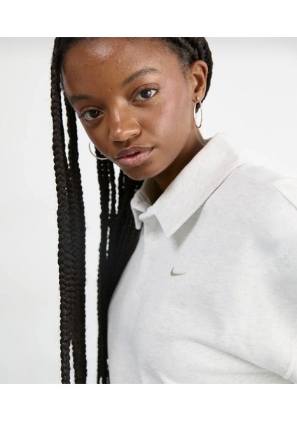 Sportswear Essential Women's Oversized Long-Sleeve Polo Açık Gri Kadın Sweatshirt indirimleri