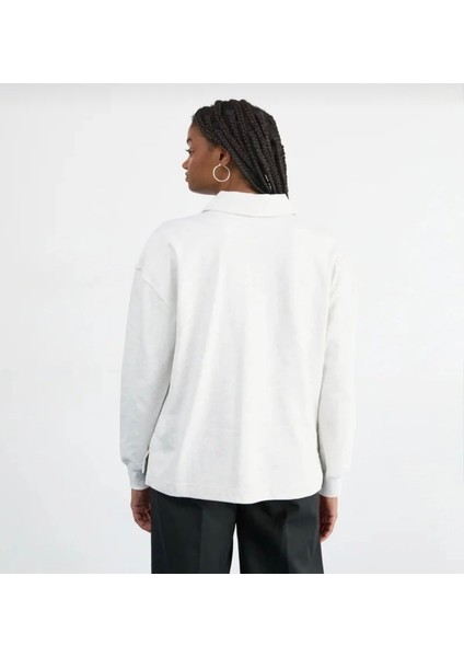 Sportswear Essential Women's Oversized Long-Sleeve Polo Açık Gri Kadın Sweatshirt