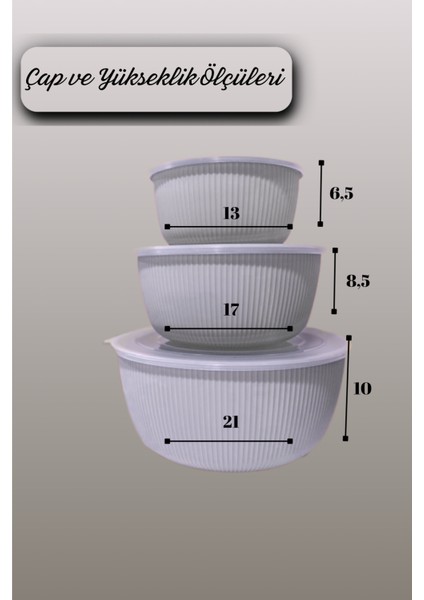 Şeffaf Kapaklı 3'lü Saklama Kabı , Yuvarlak Kase Seti fiyatları