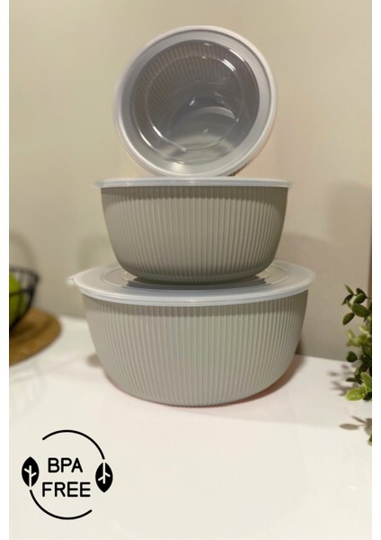 Şeffaf Kapaklı 3'lü Saklama Kabı , Yuvarlak Kase Seti modelleri