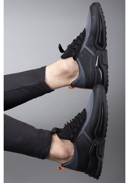 Siyah, Spor Ayakkabı, - Koşu,ve Günlük, Kullanım,ortopedik Tabanlı