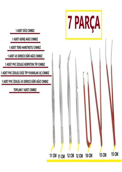 7 Parça Hassas Profesyonel Cımbız Seti, Tamir ve Elektronik Işleri Için Uygun fiyatları