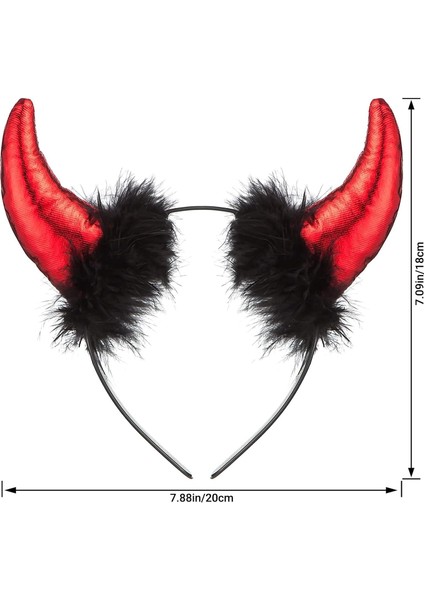 Kırmızı Şeytan Parlak Peluş Boynuzlu Tüy Detaylı Taç – Cadılar Bayramı Kostüm Aksesuarı fiyatları
