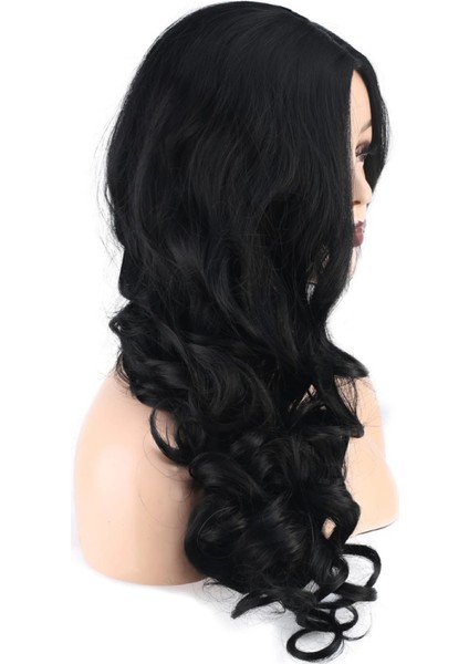 Dalgalı Perçemsiz Uzun Fiber Sentetik Peruk - Koyu Kestane modelleri