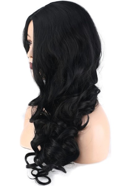 Dalgalı Perçemsiz Uzun Fiber Sentetik Peruk - Koyu Kestane fırsatları