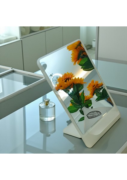 Makyaj Aynası, Masa Aynası, Dekoratif Ayna, Taşınabilir, De-Monte, DİKDÖRTGEN Şeffaf Beyaz Pleksi Tasarım, fırsatları