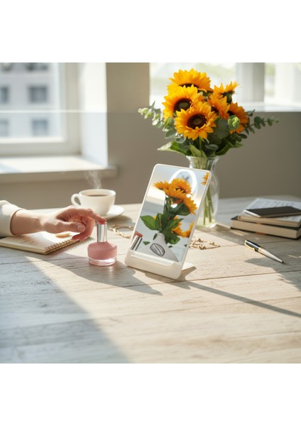 Makyaj Aynası, Masa Aynası, Dekoratif Ayna, Taşınabilir, De-Monte, DİKDÖRTGEN Şeffaf Beyaz Pleksi Tasarım, indirimleri