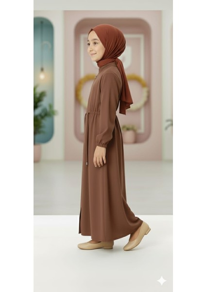 Medine Ipeği Beli Lastikli Bağcıklı Çocuk Ferace