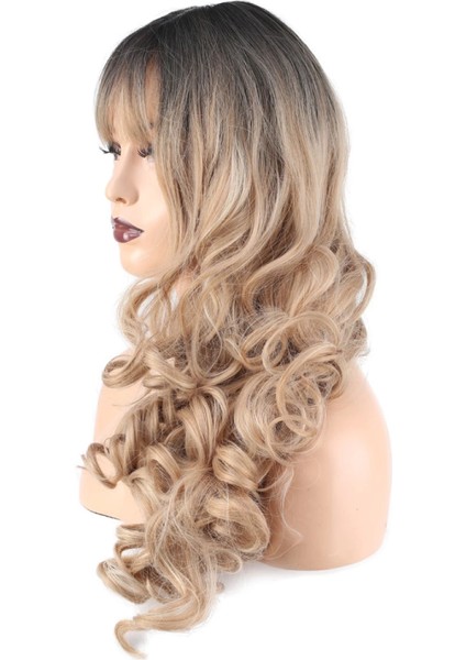 Dalgalı Perçemli Uzun Fiber Sentetik Peruk - Siyah / Balköpüğü Ombreli fırsatları