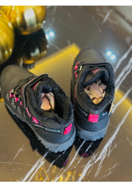 Bolimax Siyah Fuşya Detaylı Kürklü Su Geçirmez Kışlık Çocuk Botu – Kaymaz Taban, Sıcak Tutarlı Outdoor Günlük Filet Bot fiyatları