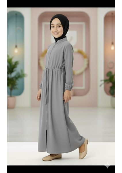 Medine Ipeği Beli Lastikli Bağcıklı Çocuk Ferace