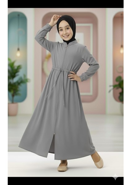 Medine Ipeği Beli Lastikli Bağcıklı Çocuk Ferace