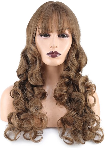Dalgalı Perçemli Uzun Fiber Sentetik Peruk - Bebek Kumralı fiyatları
