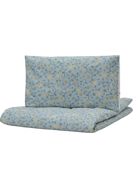 Guldvavare Bebek Nevresim Takımı Mavi-Beyaz 110 x 125 / 35 x 55 Cm