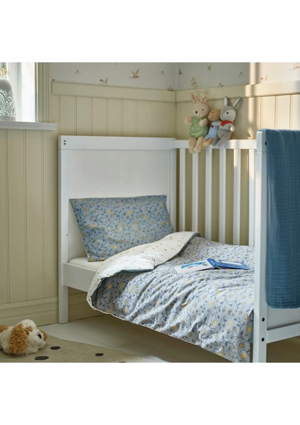 Guldvavare Bebek Nevresim Takımı Mavi-Beyaz 110 x 125 / 35 x 55 Cm fırsatları