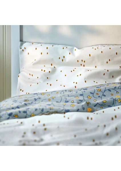 Guldvavare Bebek Nevresim Takımı Mavi-Beyaz 110 x 125 / 35 x 55 Cm