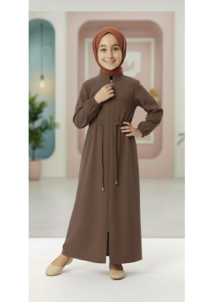 Medine Ipeği Beli Lastikli Bağcıklı Çocuk Ferace