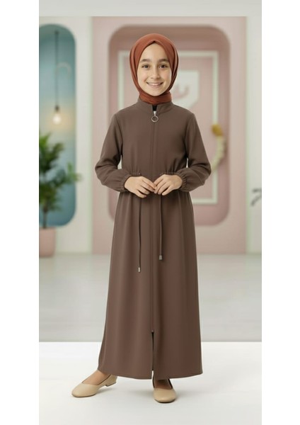 Medine Ipeği Beli Lastikli Bağcıklı Çocuk Ferace