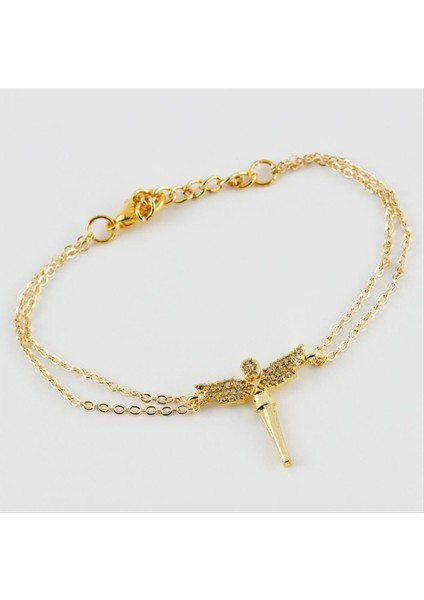 Ds-Derin Peri Figürlü Zirkon Taşlı Bileklik-Gümüş Rengi