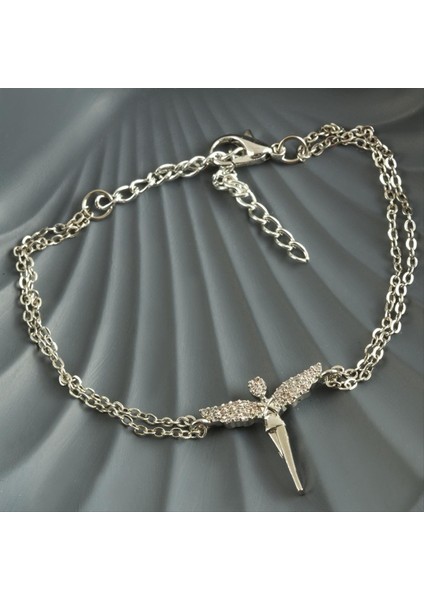 Ds-Derin Peri Figürlü Zirkon Taşlı Bileklik-Gümüş Rengi fiyatları