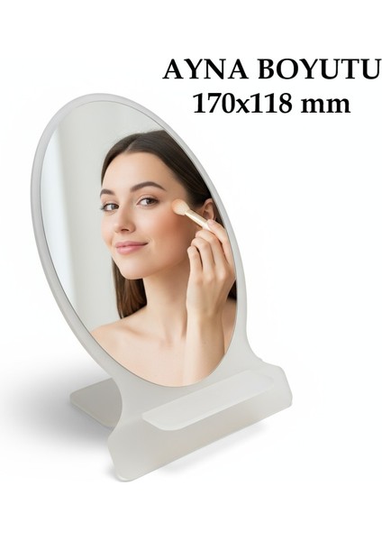 Makyaj Aynası, Masa Aynası, Dekoratif Ayna, Taşınabilir, De-Monte, ELİPS Şeffaf Beyaz Pleksi Tasarım, fiyatları