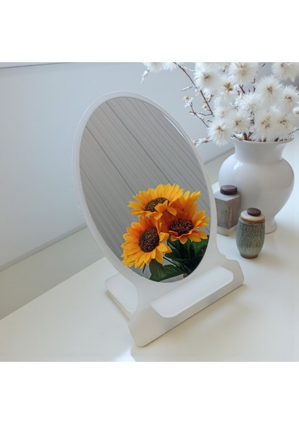 Makyaj Aynası, Masa Aynası, Dekoratif Ayna, Taşınabilir, De-Monte, ELİPS Şeffaf Beyaz Pleksi Tasarım, modelleri