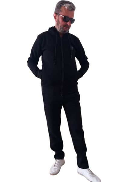 Battal Büyük Beden Kadın Erkek Unisex Kapşonlu Fermuarlı 3 Cepli Şardonlu Compact Penye Sweet