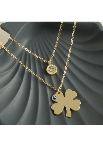 Ds-Derin Yonca Isim Yazılabilir Boş Plaka Ikili Kolye-Sarı fiyatları