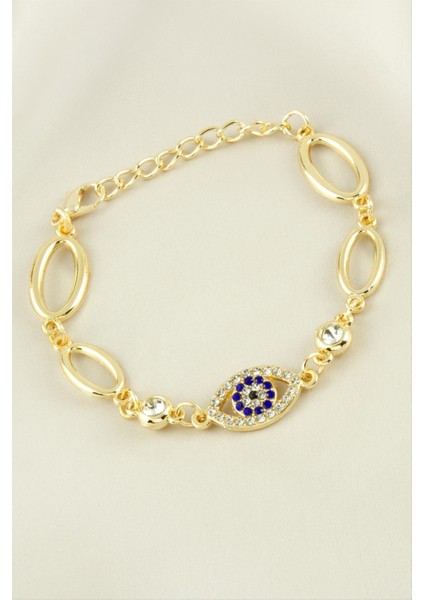 Ds-Derin Oval Gözlü Taşlı Trend Bileklik-Sarı