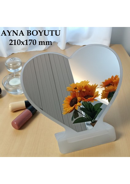 Makyaj Aynası, Masa Aynası, Dekoratif Ayna, Taşınabilir, De-Monte, KALP Şeffaf Beyaz Pleksi Tasarım, fiyatları