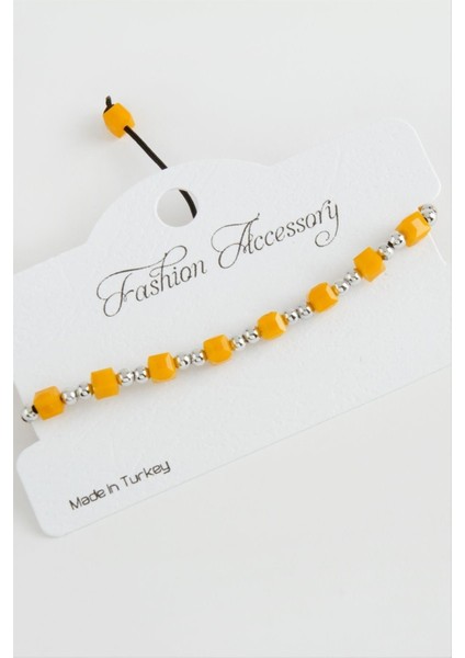 Ds-Derin Küp Top Metal Kristal Bileklik-Sarı