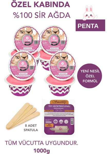 1kg Pudralı Kalıp Ağda, Spatula ve Temizleyici Losyon Seti