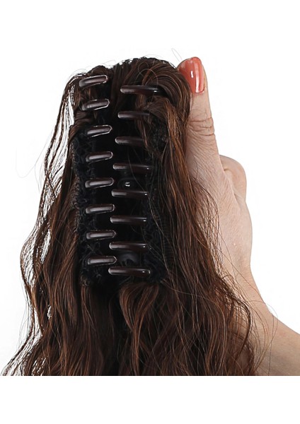 Tokalı Kabarık Dalgalı At Kuyruğu - Kahve Karamel indirimleri