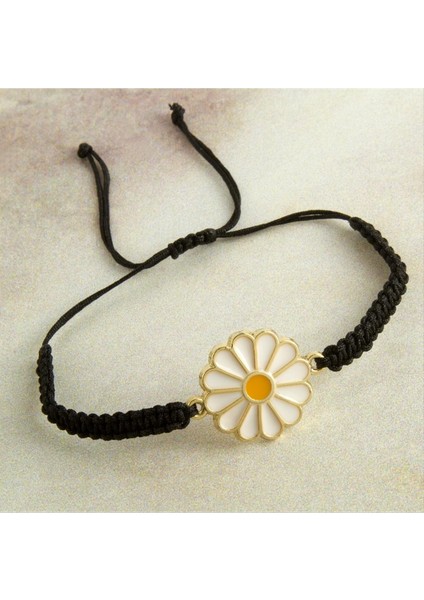 Ds-Derin Papatya Makrome Örgülü Bileklik-Siyah