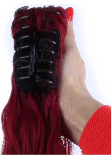 Tokalı Kabarık Dalgalı At Kuyruğu - Kızıl indirimleri