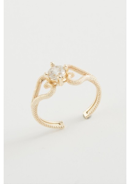 Ds-Derin Kalp Tek Taşlı Yüzük-Gümüş Rengi