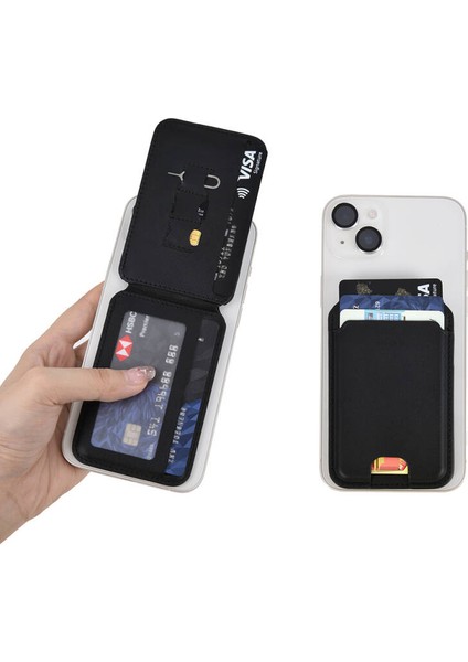 iPhone Uyumlu Kartlık Magsafe Manyetik Kartlık Cüzdan Stand Özellikli Pu Deri 4 Kart Kapasiteli