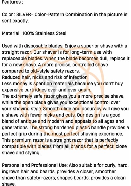 Paslanmaz Çelik Ustura Türk Modeli 721293, Şık ve Dayanıklı Erkek Bakım Ürünü fırsatları