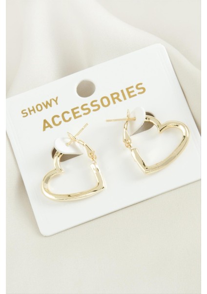 Ds-Derin Kalp Trend Metal Küpe 2 Cm-Sarı