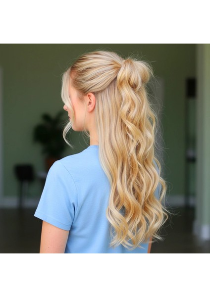 Fiber Sentetik Dalgalı Yarım Ay + 2 Yan Çıt Çıt - Balköpüğü Beyaz Platin Röfleli