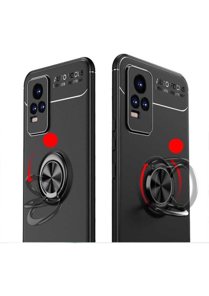 Vivo V21E Kılıf Frms Ravel Silikon Kapak-Siyah-Kırmızı indirimleri