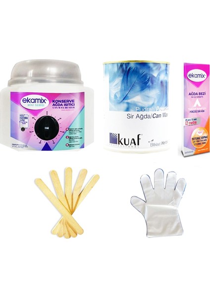 Mavi Pudralı 800G Sir Ağda Seti, Kuaf Konserve Ağda Paketi