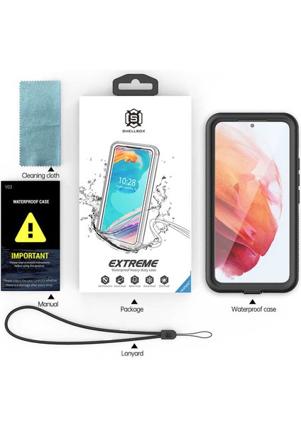 Galaxy S22 Kılıf 1-1 Su Geçirmez Kılıf-Siyah modelleri