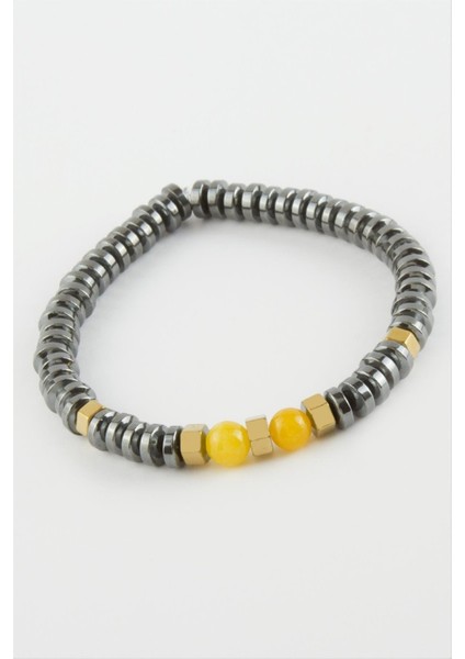 Ds-Derin Hematit Akik Doğaltaş Bileklik-Antrasit